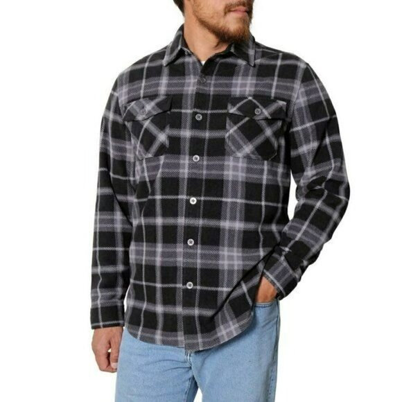 NWT Freedom Foundry Men’s Fleece Comfort Fit Plaid Button Down Shirt - Picture 1 of 4